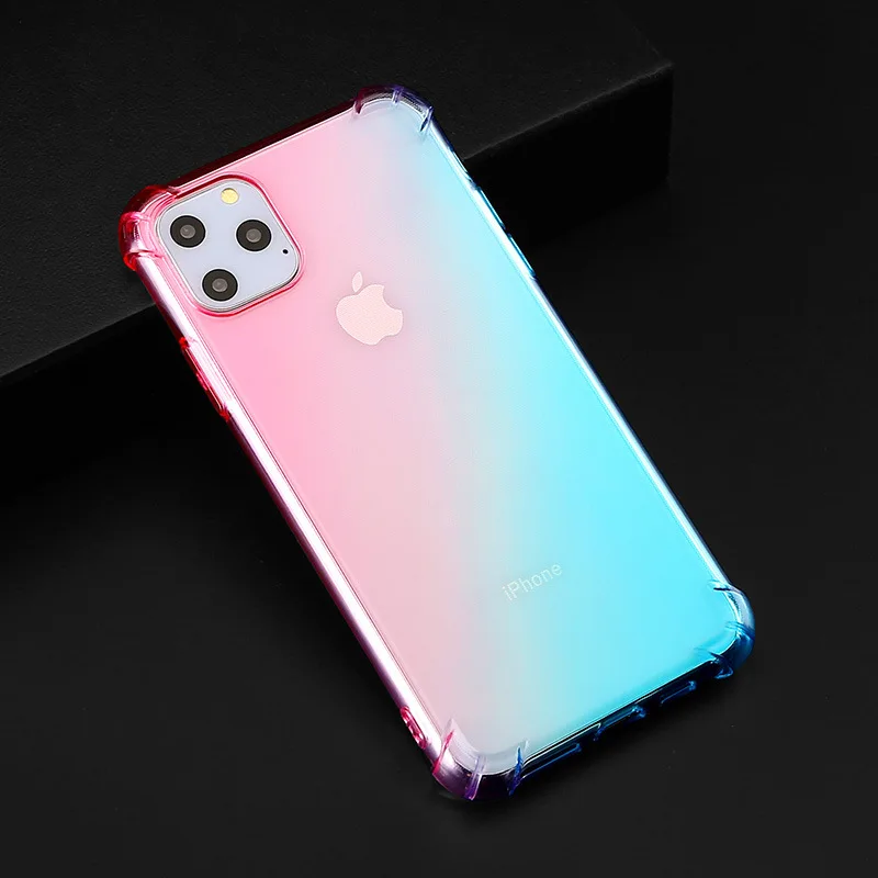 Цветной прозрачный градиентный чехол для iPhone 11 Pro Max Fundas мягкий силиконовый 6 6s 7 8