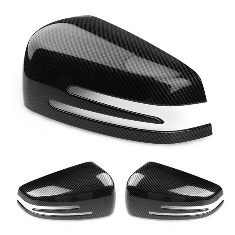 Carbon Fiber Side Rear View Mirror Cover Trim 2Psc for Mercedes Benz a CLA GLA GLK Class W176 W117 X156 X204