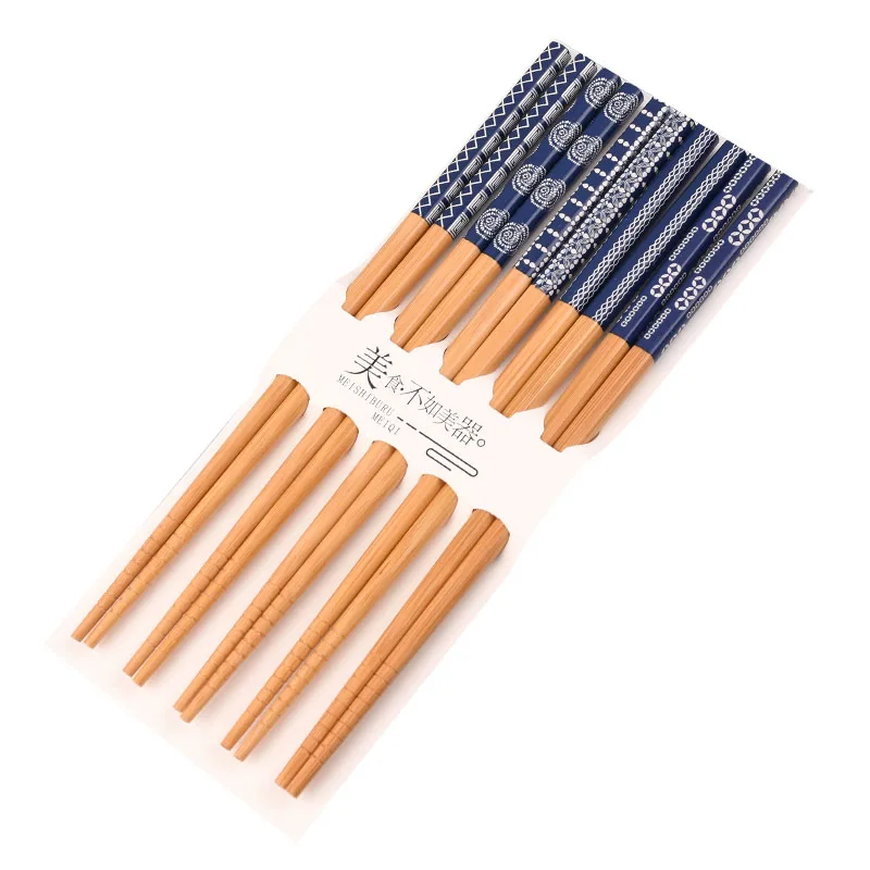 

5 Pairs/Set Japanese Chopstick Environmental Friendly Food Sticks Natural Bamboo Eating Chopsticks Reusable Sushi Tableware