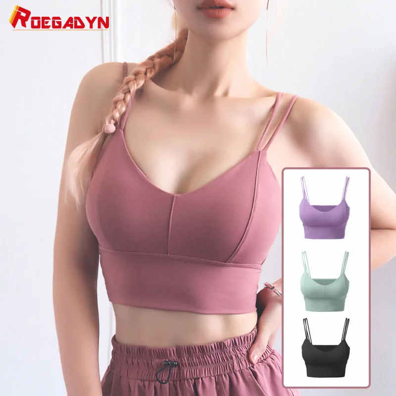 

ROEGADYN Sport And Fitness Sports Bra For Women Gym Yoga Vest Top Sports Bras Women sleeveless Top Female Sports Bra Set Push Up