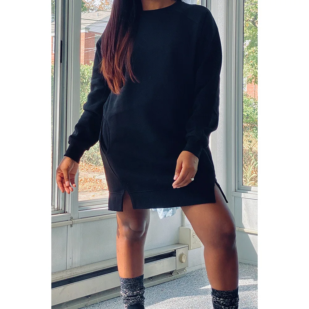 

Autumn and winter dress women's dress knit skirt pocket loose dress
