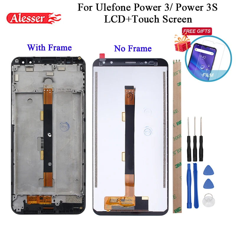Alesser для Ulefone Power 3 ЖК дисплей и сенсорный экран + рамка в сборе запасные части