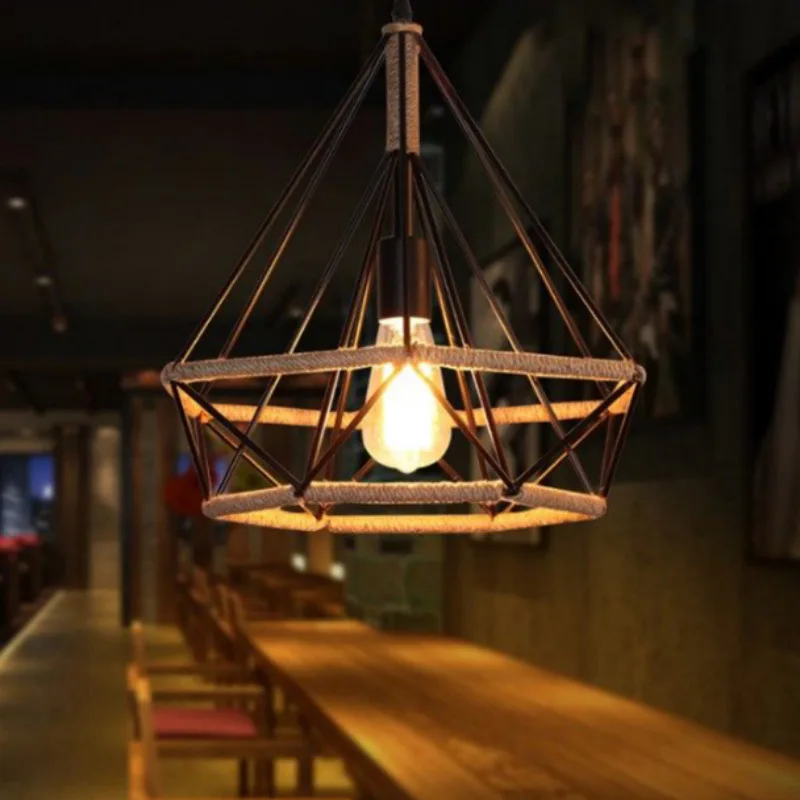 Ретро крутой горячий горшок ресторан кафе пеньковая веревка потолочный