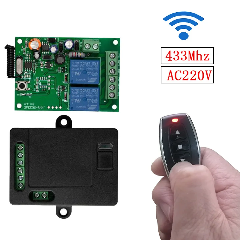 

433 Mhz Wireless Remote Control AC220V 2CH Universal Rf Relay Receiver and Transmitter For Garage door and Gate Motor Control