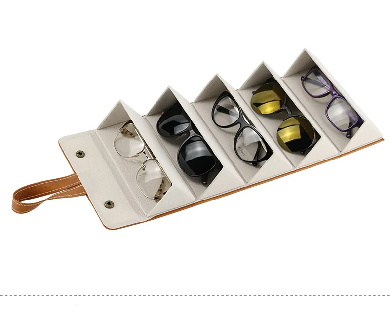

Multi function storage box jewelry and glasses storage box multi lattice gift box small grain leather high-end handmade glass