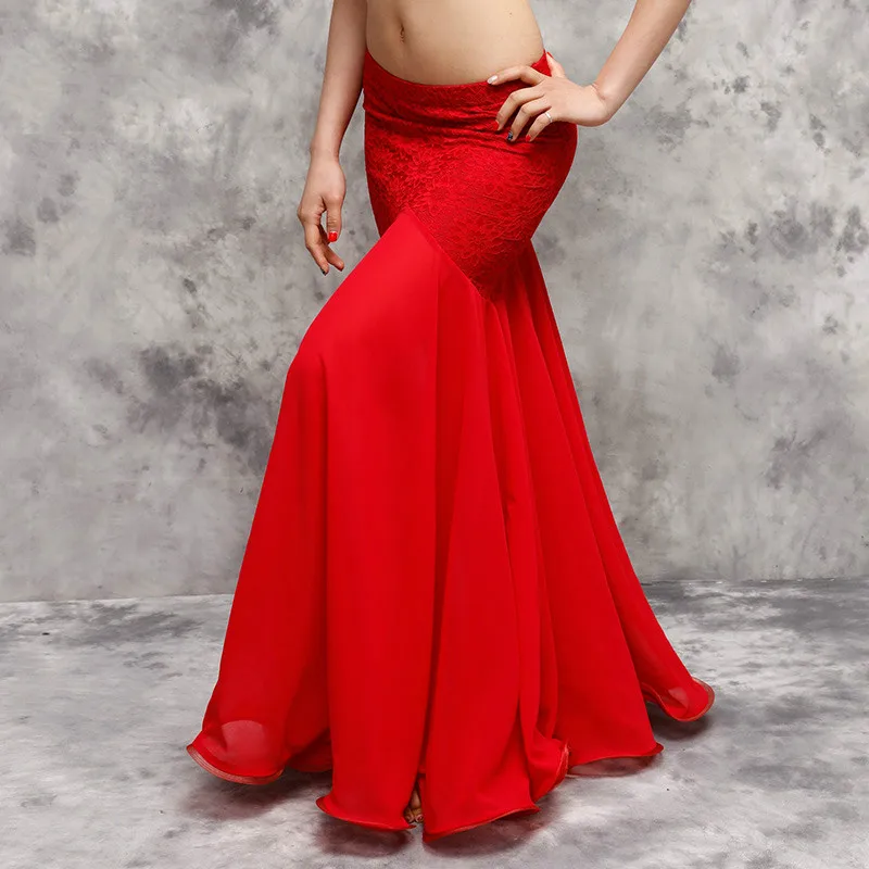 

H2555 Women Belly Dance Lace Skirt Oriental Egypt Indian Bollywood Dancing Professional Performance Practice Competition Wear