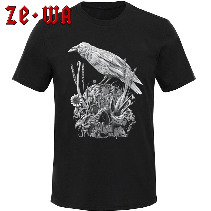 White Raven Men T-shirts Vegan Skull Novelty Designer Black Tshirt Crewneck Short Sleeve Cotton T Shirt Street Tops Tees XXXL