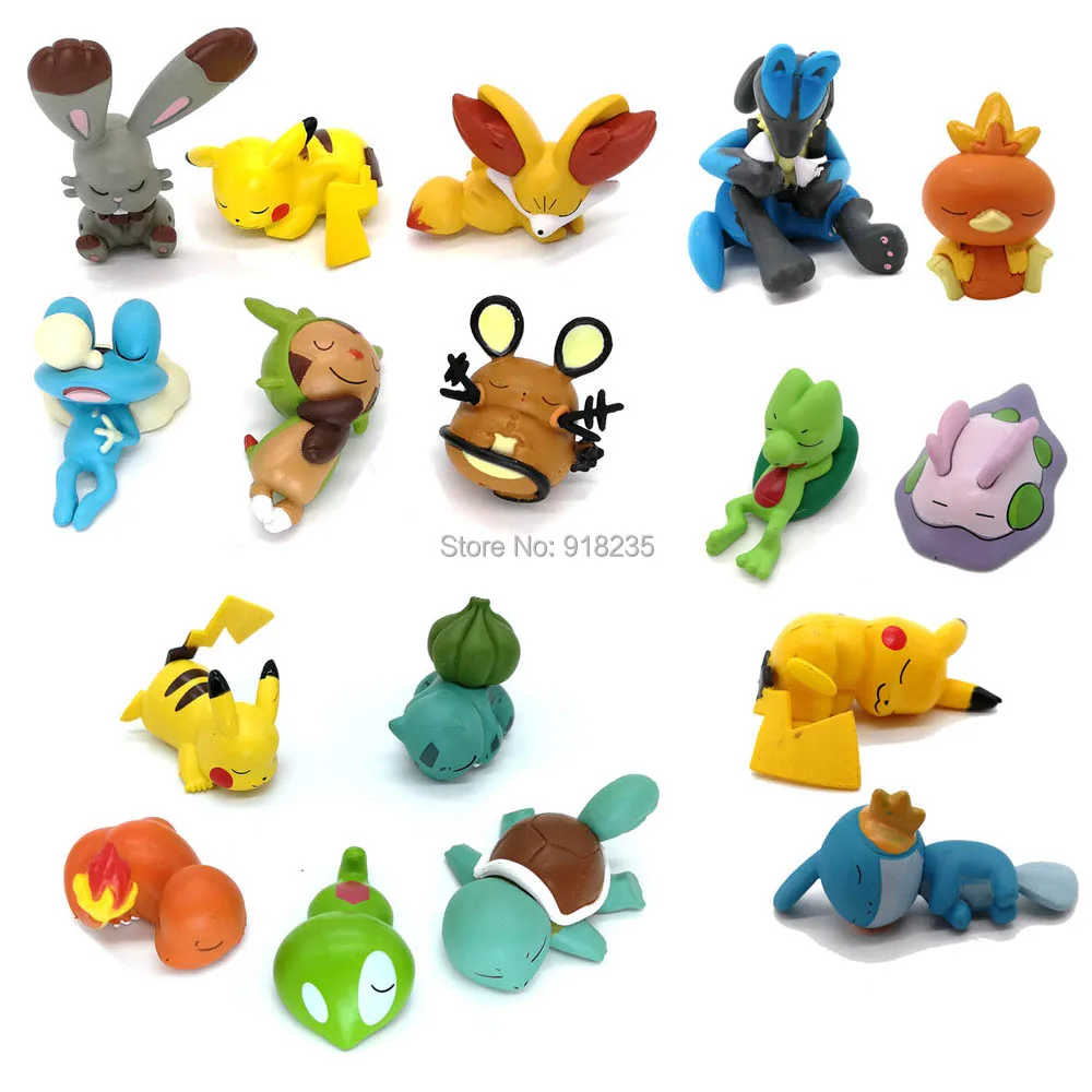 10/лот 5 6 шт./компл. Мини фигурки из ПВХ спальный пика чупин Fennekin Goomy Treecko 3 см