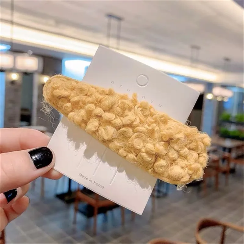 8.5cm Yellow M MISM плюшевые зимние заколки для волос женские капли BB заколки для волос шерстяные заколки для волос для девочек модные заколки для волос с буквенным принтом аксессуары для волос - Цвет: 8.5cm Yellow