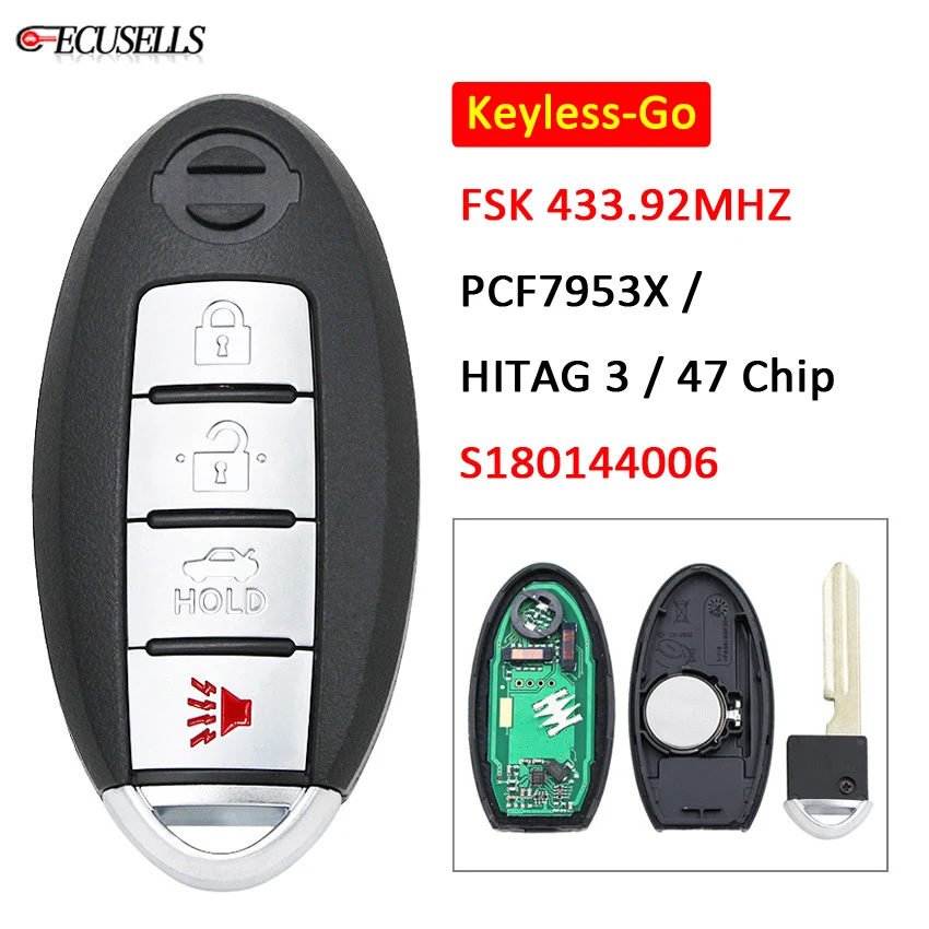 3 + 1/4 кнопочный БЕСКЛЮЧЕВОЙ дистанционный умный Автомобильный ключ FSK 433 92 МГц