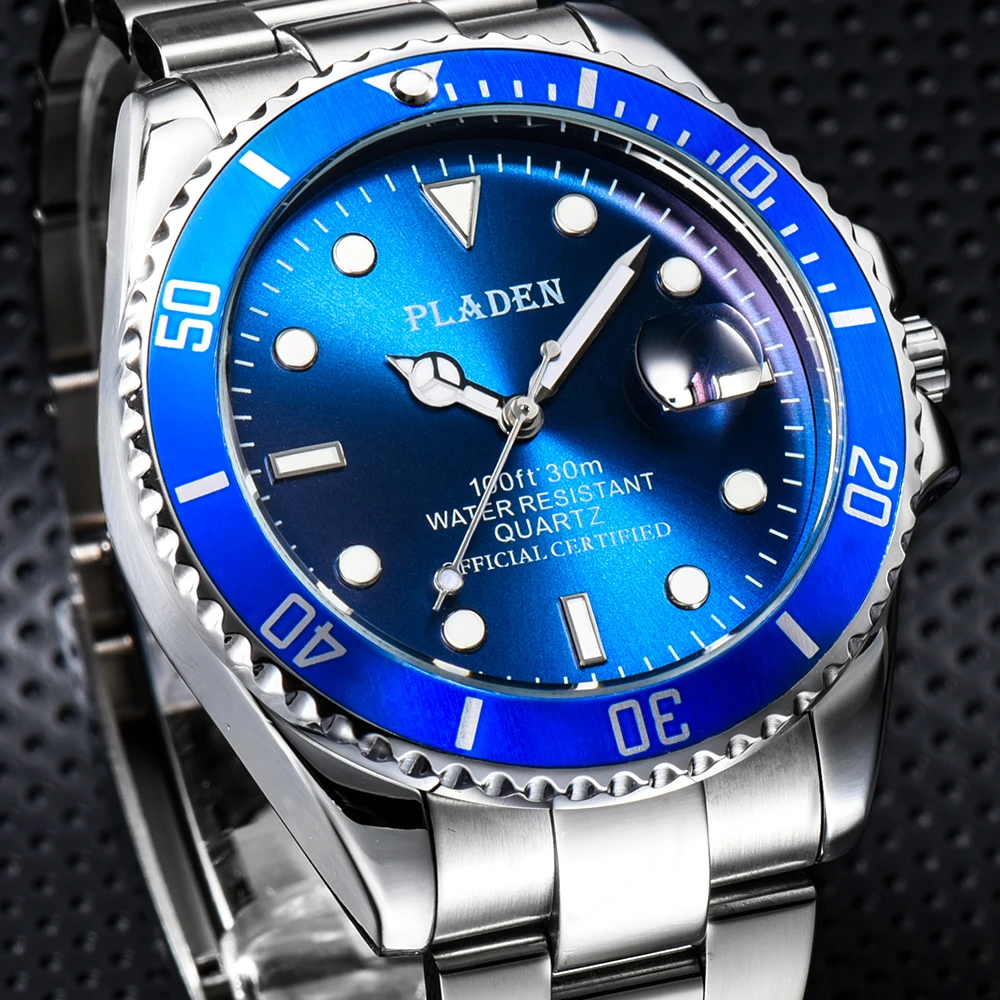 

PLADEN New Men's Watches Top Brand Luxury Quartz Watch Men Casual Trend Stainless Steel Waterproof Wrist Watch Man Clock Relojes