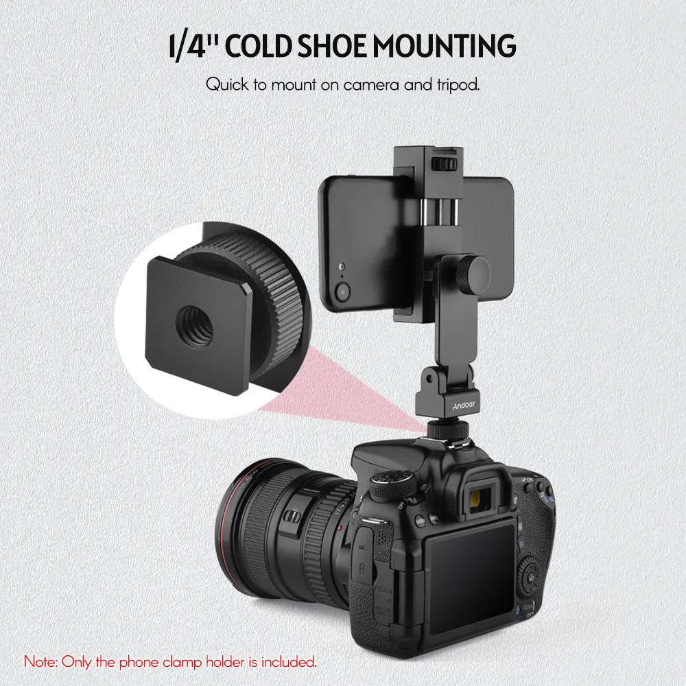 Andoer алюминиевый сплав держатель холодного башмака для телефона Подставка 360 °