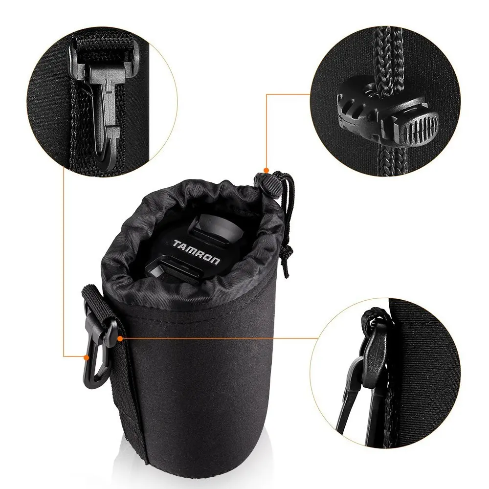 Водонепроницаемая сумка для объектива камеры на шнурке DSLR сумка с размером s m l xl для Canon sony DSLR чехол для объектива камеры с крюком