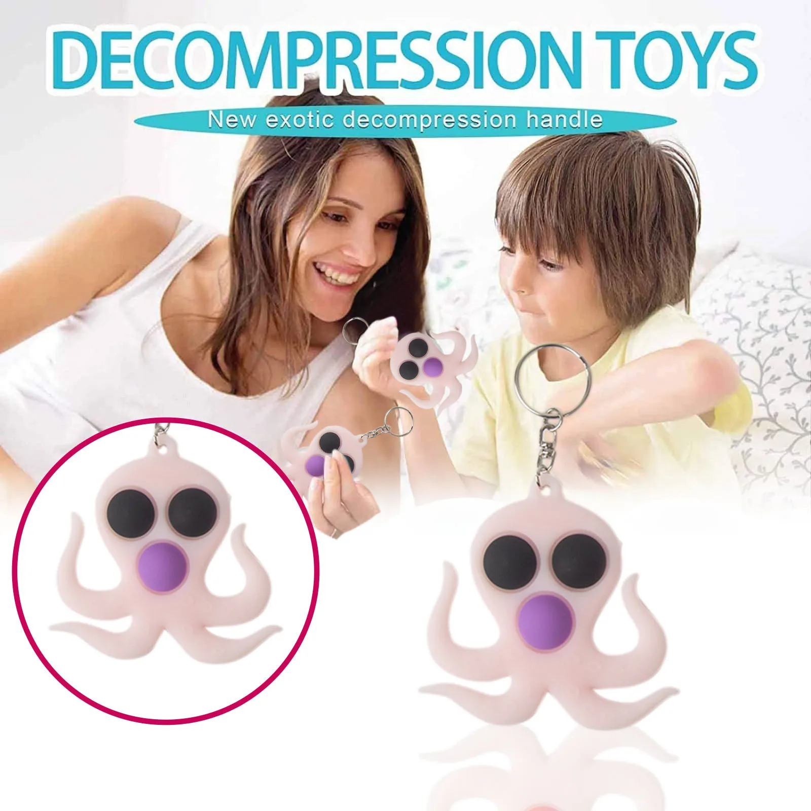 

2021 popular decompression toy rebound silicone decompression flip keychain toy adult children relieve autism
