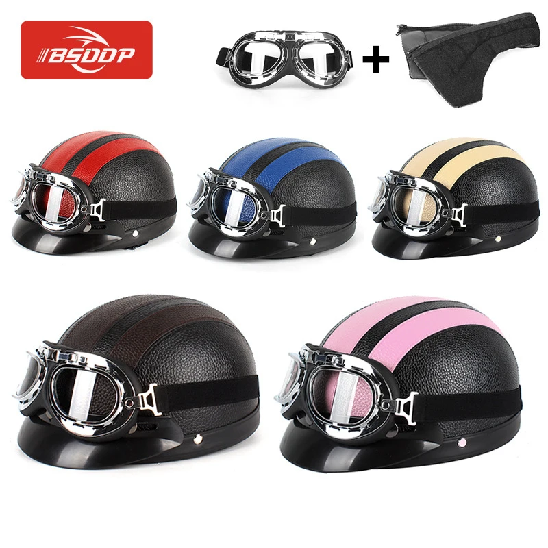 Motorcycle helmet + goggles scooter bicycle travel retro Half face Ride safely for Harley-Davidson For Yamaha KTM | Автомобили и
