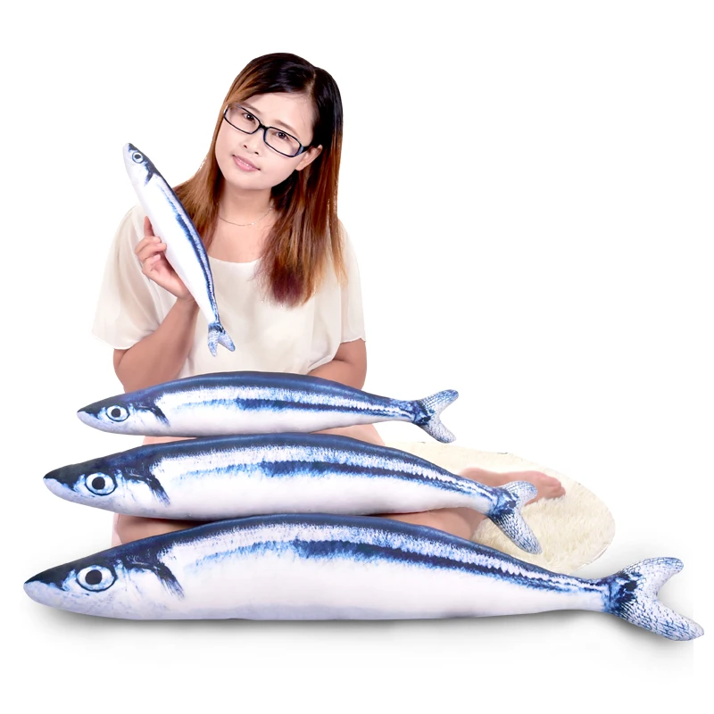 

candice guo super cute plush toy lovely emulational fish sardine pilchard soft print cushion long pillow birthday Christmas gift