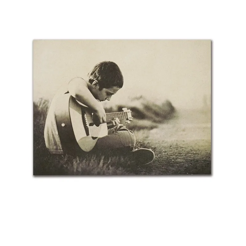 

Постер из крафт-бумаги Guitar boy, настенное украшение, картины, картины для домашней комнаты 48x36 см