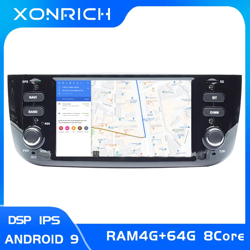 Ips DSP 4G 64GB Авторадио 1 Din Android 9,0 автомобильный DVD мультимедийный плеер для Fiat/Linea/Punto evo 2012- gps Навигация стерео