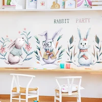 cartoon lovely animals wall sticker for kids rooms 3 cute rabbits decorative wall decals living room bedroom mural room decor
