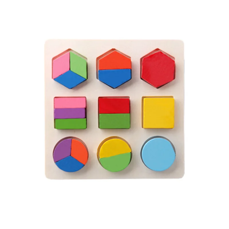 1 Set Baby 3D Wooden Puzzles Toy Learning Geometry Color Cognition Montessori Educational Kids Toys for Children Play Games Gift