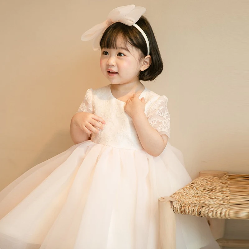 

Цельнокроеное платье для девочек на один год, маленькое платье на день рождения, кружевное свадебное платье для девочек с цветами, детское платье высокого качества