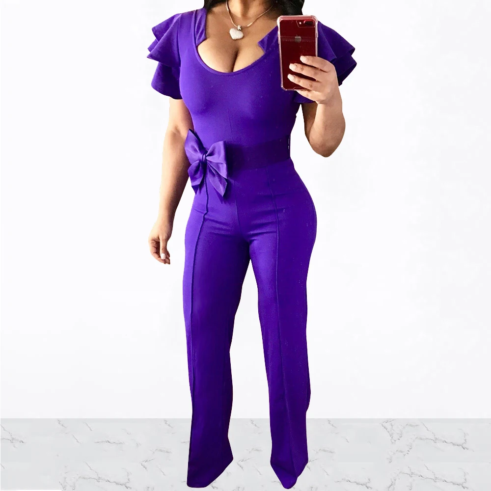 Женский рукав бабочка гофрированная манжета Свободные Комбинезоны элегантный