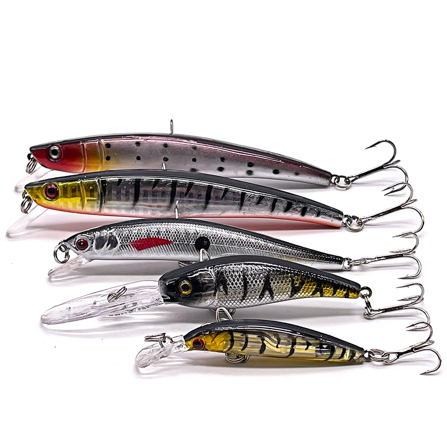 

5pcs Jerkbait Minnow Artificial Baits Kit Crankbait Fishing Lure Set Of Wobbler For Pike Trolling Hard Bait Fake Tackle Swimbait