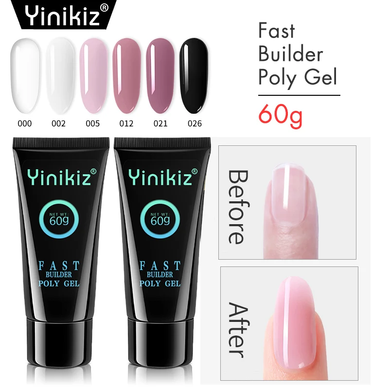 Yinikiz 60 г 6 цветов 6 шт. набор полигель УФ Быстрый строительный гель Быстрое расширение ниалс акриловый полигель набор