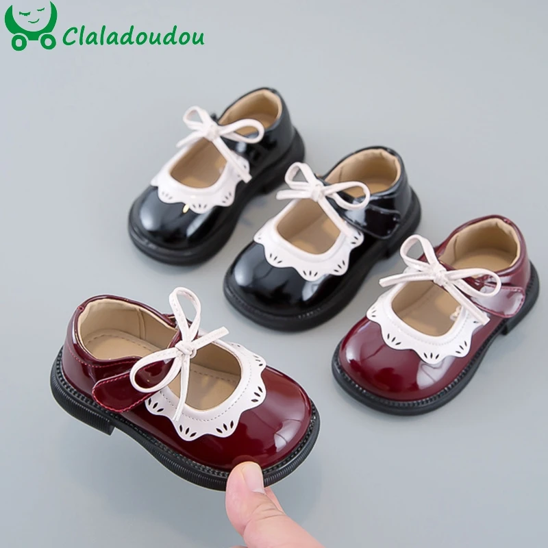 

11.5-15.5cm Brand Infant Baby Girls Patent Leather Bowknot Princess Wedding Dress Flats,Soft Sole Ruffles Spring Toddler Shoes
