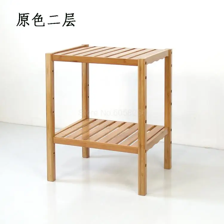 Компактный прикроватный столик из бамбука и массива дерева простой передвижной