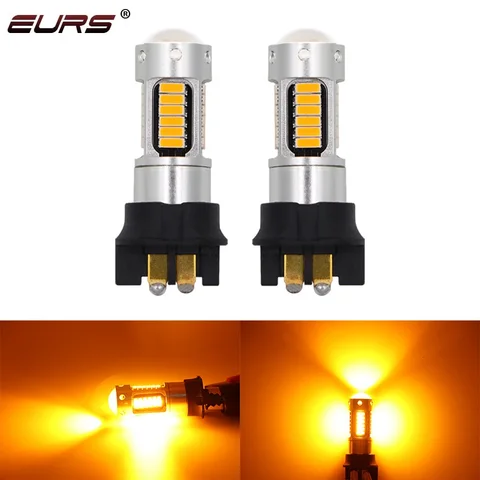 EURS 2 шт. PW24W PWY24W Светодиодные указатели поворота 4014 30smd DRL Дневные ходовые огни CANBUS Автомобильные светодиодные противотуманные фары Белый Красный Янтарный Синий