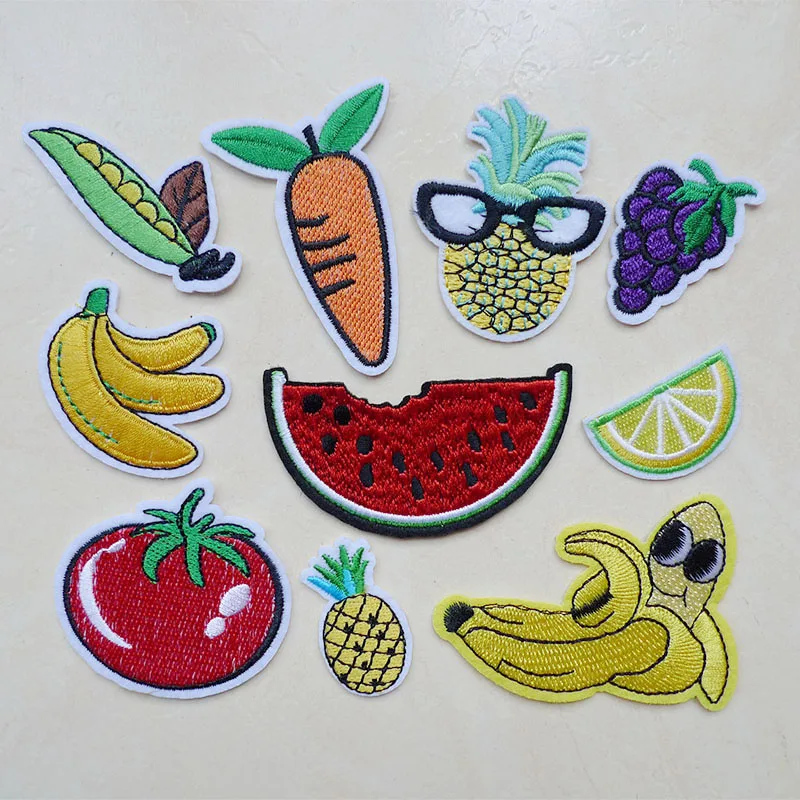 

Симпатичные тканевые нашивки с вышивкой в виде бананов, фруктов для одежды, платьев, наклеек, сумок, аппликаций, швейных аксессуаров, значков
