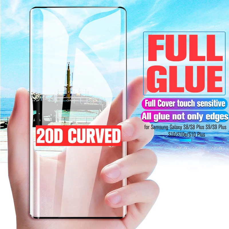 Изогнутое закаленное стекло 20D для Samsung Galaxy S10 S10e Plus S9 S8 защитная пленка с полным