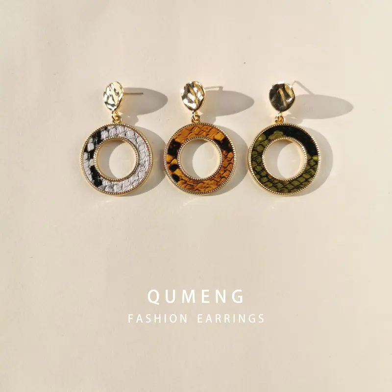 QUMENG новые корейские большие серьги для женщин длинные из змеиной кожи гвоздики