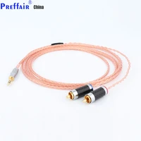 preffair 8 strands of 7n single crystal copper 3 5 points two to two rca plug cable audio signal line audio video wire
