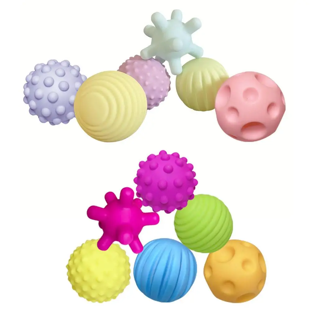 

6pcs Baby Touch Hand Ball Toys Rubber Textured Sensory For Children Soft Develop Baby Tactile Senses Toy Training Massage Ball