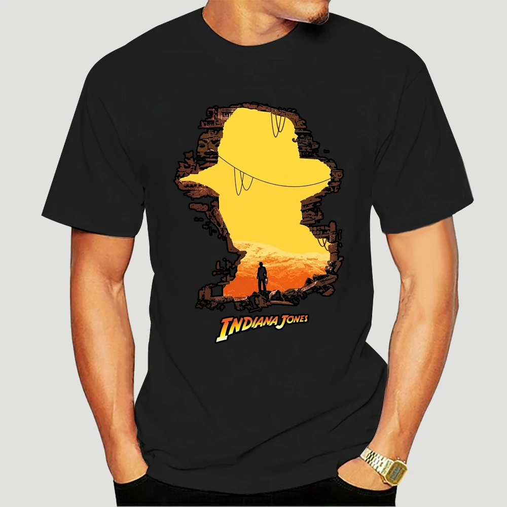 

RONGYUANDS New Indiana Jones Мужская стандартная футболка с коротким рукавом Black-4666A