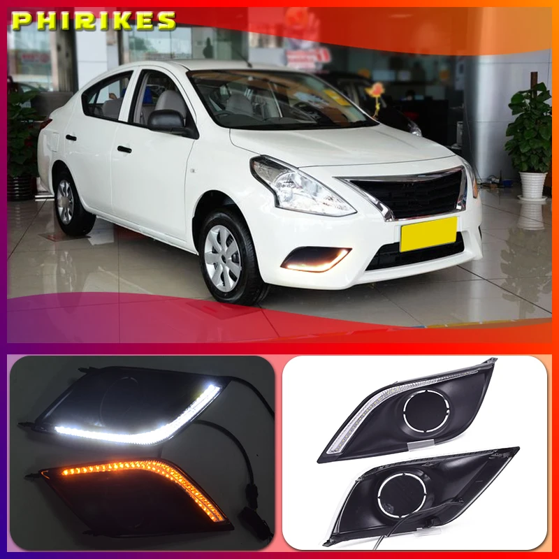 

Дневные ходовые огни дневного света, противотуманные фары 2 шт. для Nissan Almera латио Sunny, Versa 2014 2015 2016 2017 2018