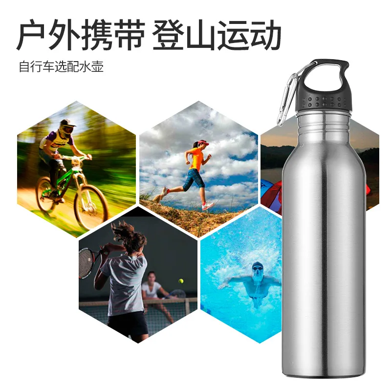 1PC Single Wall 750ml High-capacity Stainless Steel Cycling Camping Outdoor Sports Water Bottle Custom Logo | Дом и сад