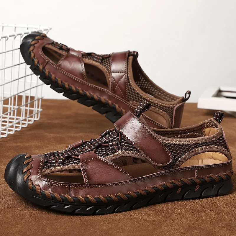 

2022 Spring New Sandals Men's Hand-sewn Casual Men's Shoes Outdoor Breathable Men's Plus Size Beach Shoes
