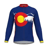 2022 new mens retro blue c cycling long sleeve jersey bike wear