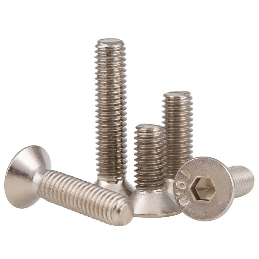 

10/20Pcs M5 M6 M8 DIN7991 10.9 Nickel Plated Flat Countersunk Head Cap Screws Hex Socket Head Cap Screws