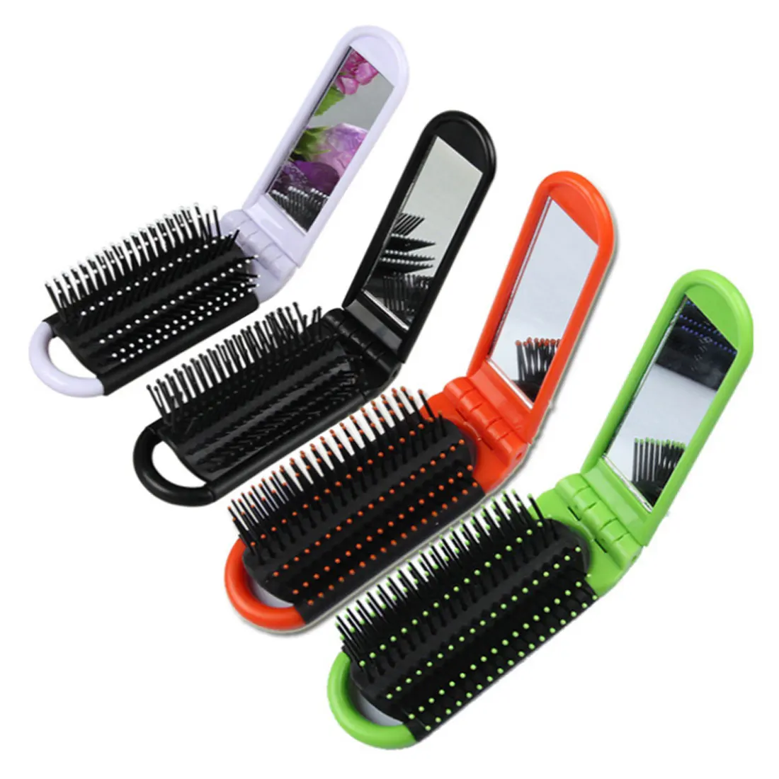 

1PC Cute Pocket Size Purse Travel Comb Professional Travel Hair Combs Fashion Portable Folding Hair Brush With Mirror Compact