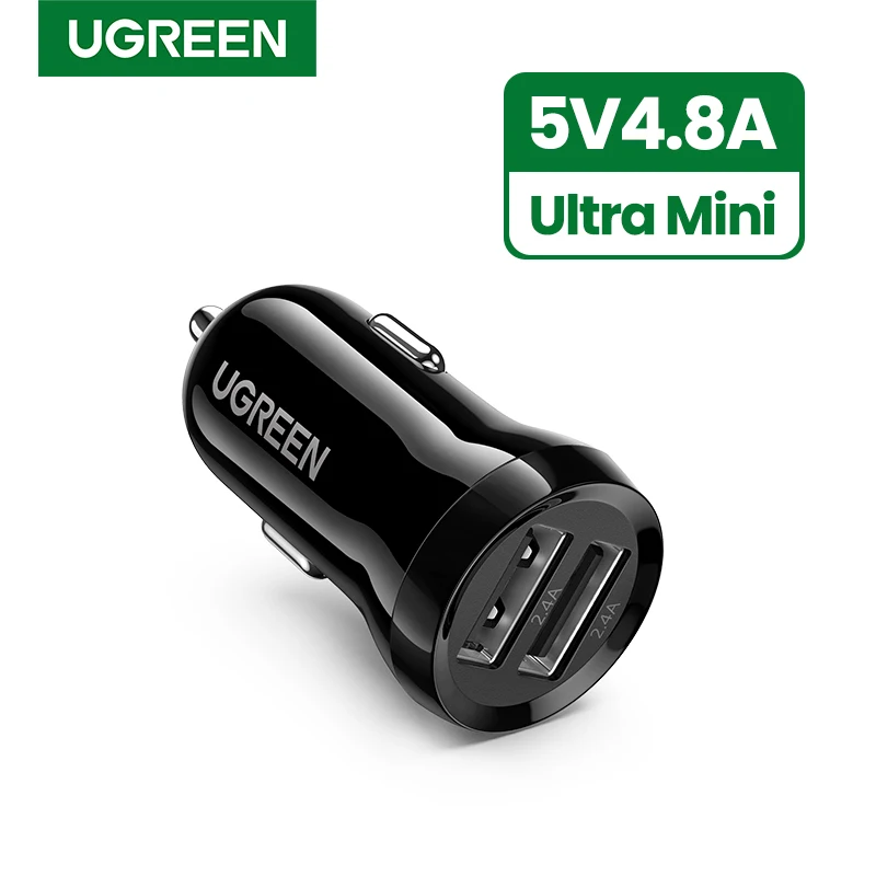 

Автомобильное зарядное устройство Ugreen с 2 USB-портами в разъём прикуривателя, 4.8А, 12 Вт