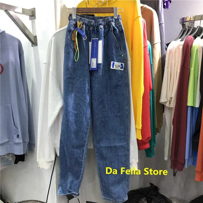 

Blue Adererror Jeans 2020 Men Women Ader Patch Label Adererror Cinder Pants Broken Back Pockets Trousers 1:1 Quality Korean