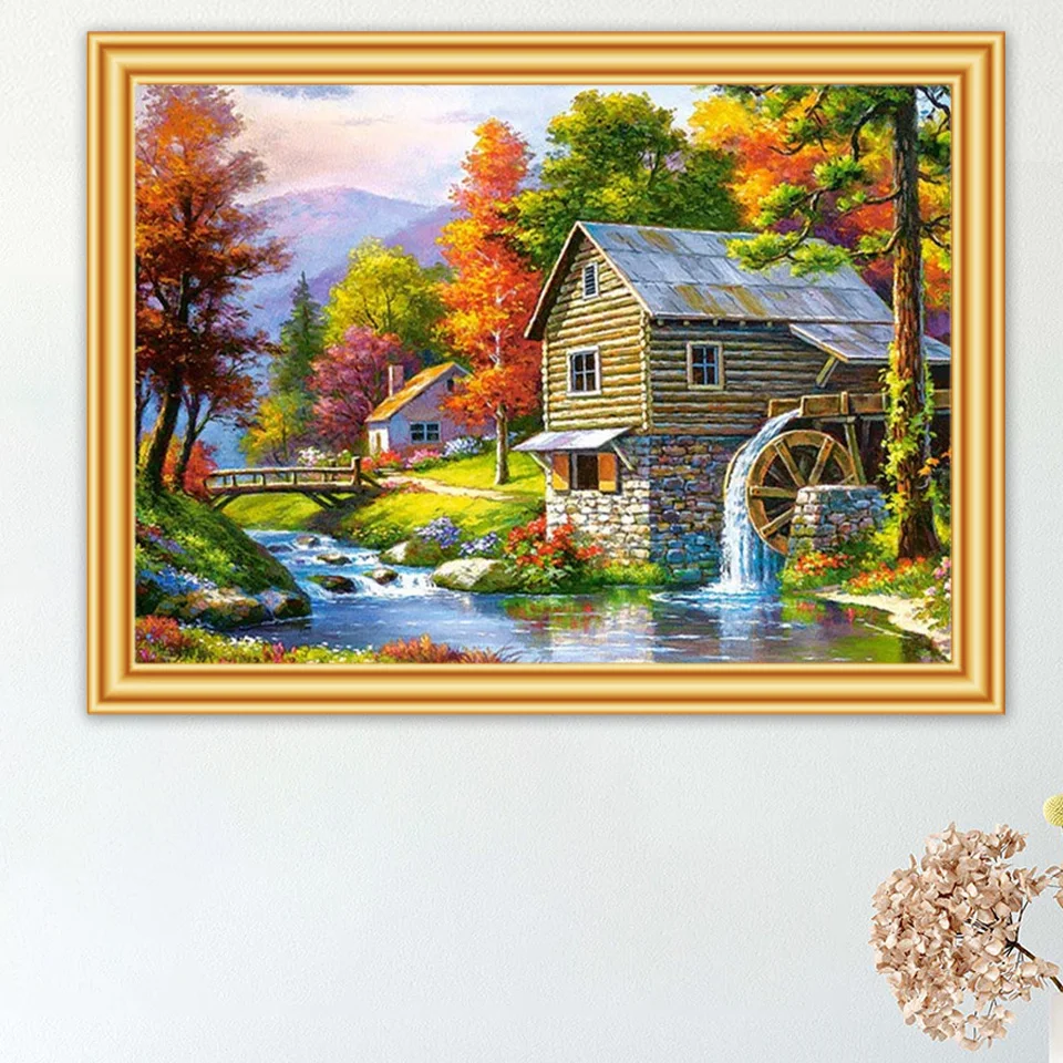 diy 5d diamond painting house landscape cross stitch kits full drill diamond embroidery mosaic picture of rhinestones home decor free global shipping