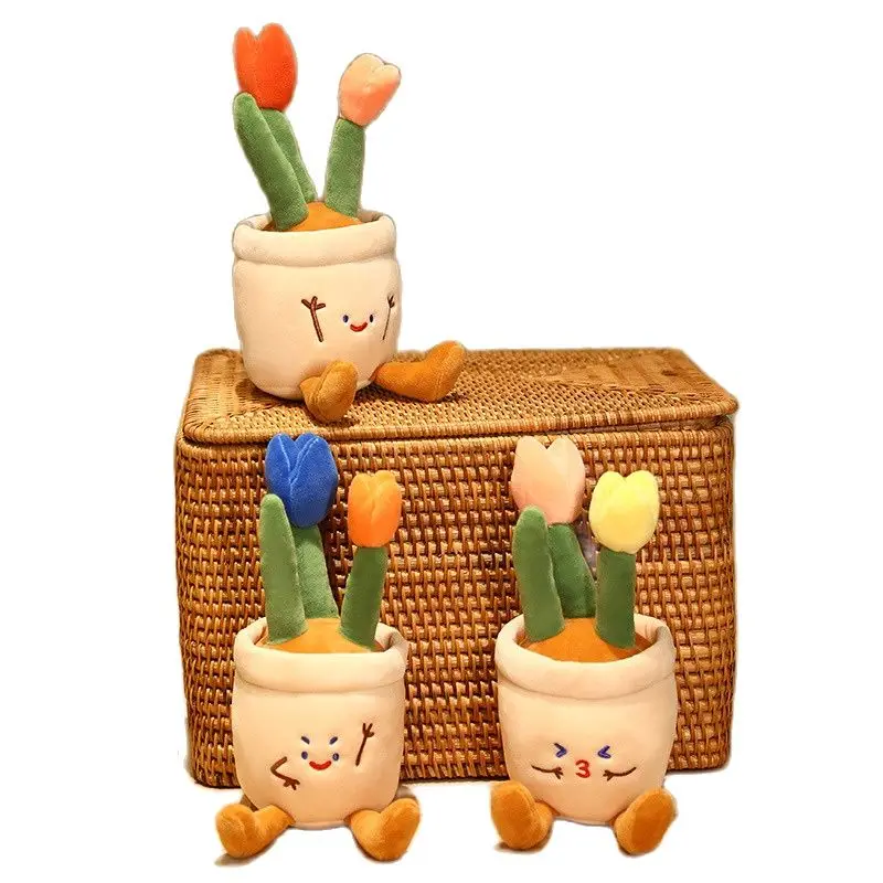 

1pc 30CM Kawaii Tulips Plush Dolls Lovely Simulation Plant Potted Flower Toy Stuffed Soft Flower Pot Ornaments Home Decor Gift