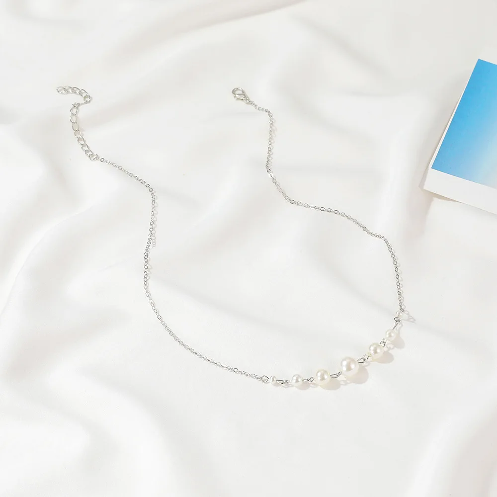 

Simple Harajuku Style 7pcs Pearl Clavicle Chain Necklace for Women Silver Gold Chains Neck Jewelry Girl Gift collares para mujer