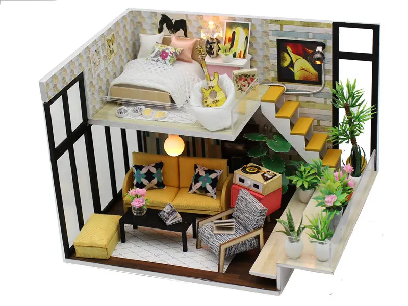 Diy Кукольный дом мебель светильник атюрный набор аксессуары oyuncak bebek evi evler игрушки