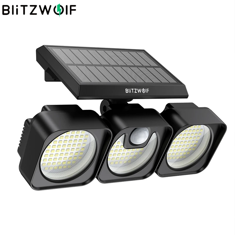 

BlitzWolf BW-OLT7 7500K 218LED, 3 головки, солнечная энергия, лампы, IP64, водонепроницаемый настенный светильник, Пассивный инфракрасный датчик движения св...